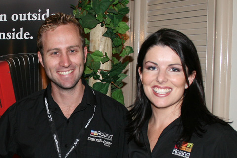 Liam French, Roland Australia V-Accordion Product Manager and Tracey Collins 