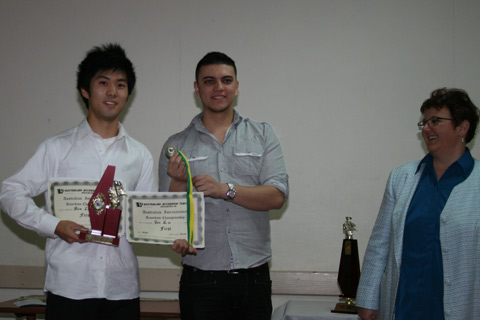 Bin Lu trophy presentation.