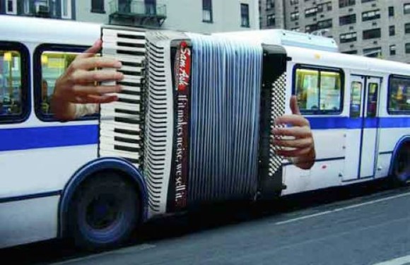 Sam Ash Music Advertisement Accordion Bus