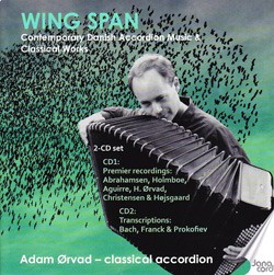 “Wing Span” – Contemporary Danish Accordion Music & Classical Works CD cover by Adam Ørvad