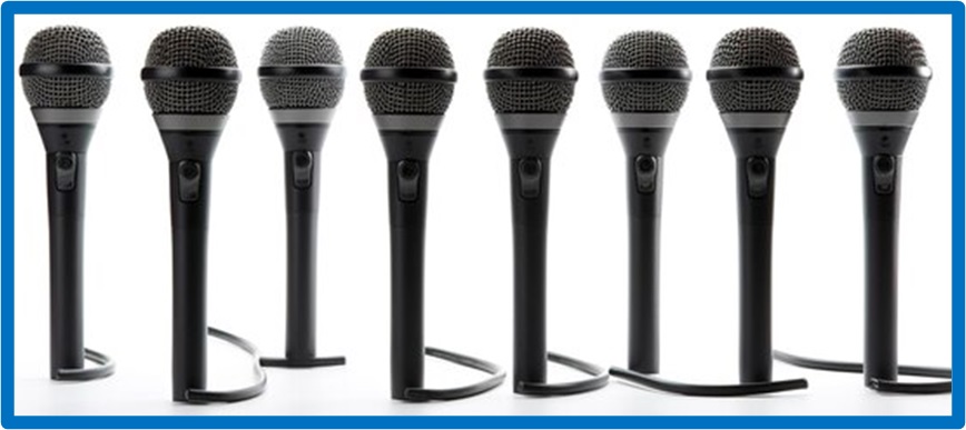 image of 6 microphones