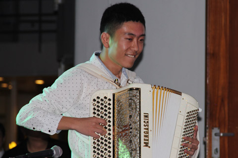 Players from the Art College quartet from Dalian Accordion Orchestra